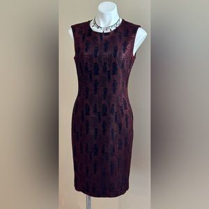 Votre Nom Paris Pretty Red Metallic Black Sleeveless Sheath Dress SZ 3  US SZ 6